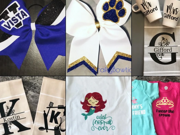 A collection of cheer bows and other items.