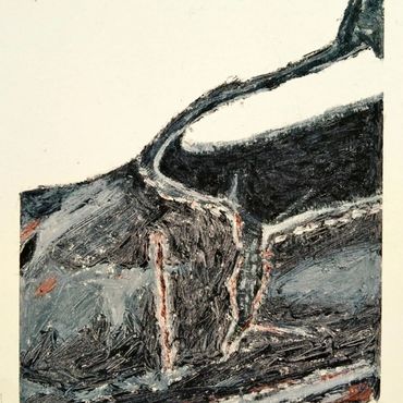 Tshepiso Sehudugeng, Steps of becoming (2025). Shoe polish on cotton paper, 130mm ×190 mm.