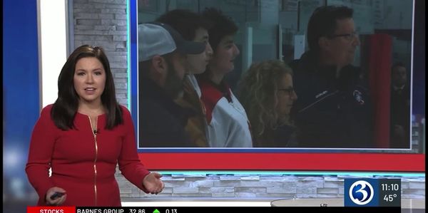 News coverage of West Hartford Wolves Award presentation.