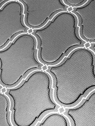 Detail shot of packaging showing texture, emboss, foil and patterns.