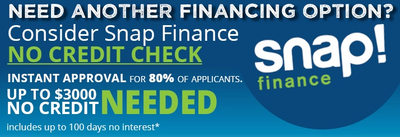 No Credit Check Financing $40 down 100 days to pay off same as cash.