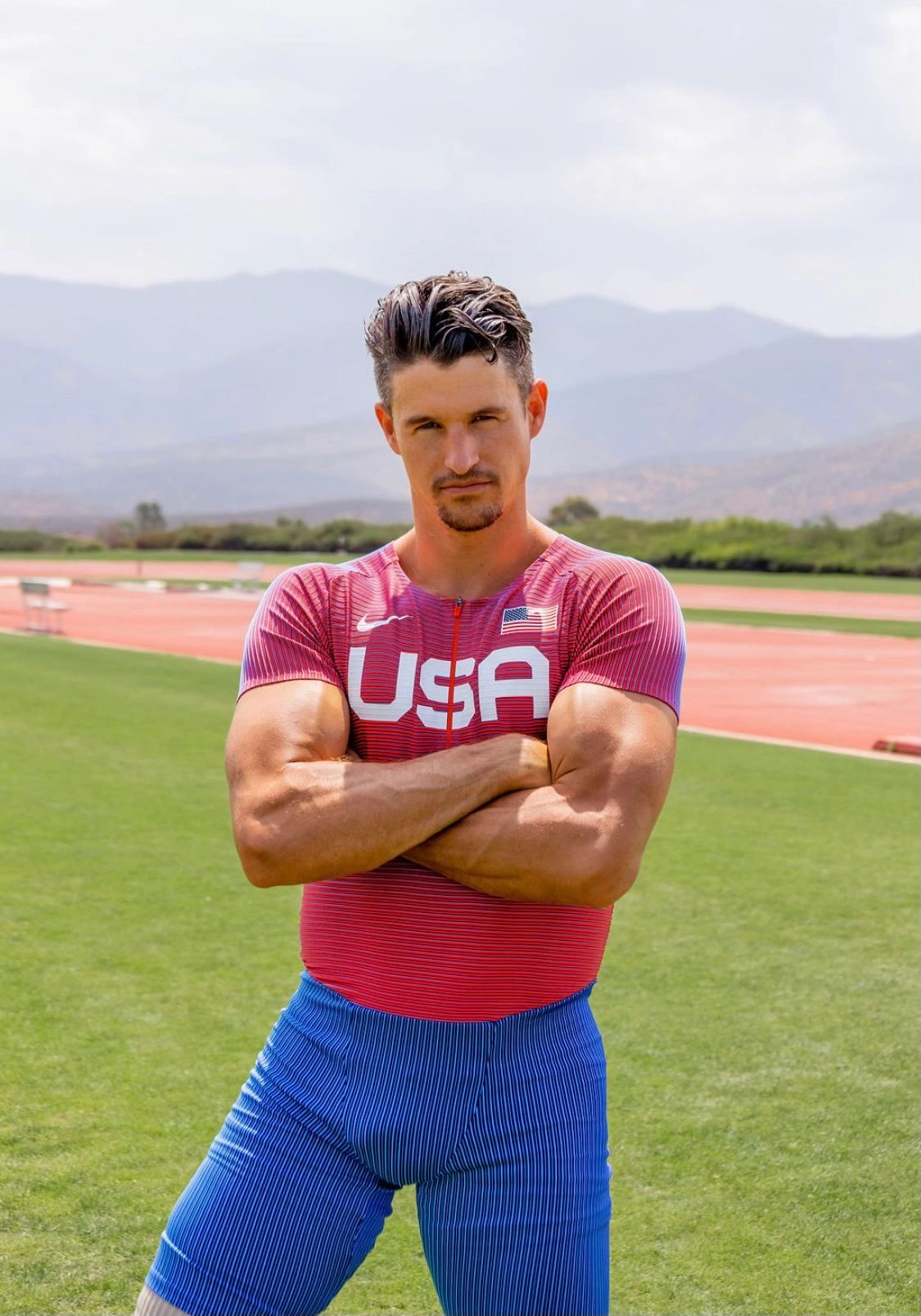 Trenten Merrill in Team USA kit on the track
