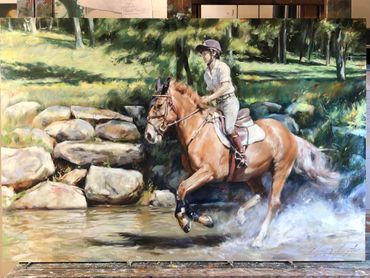 Horse in water painting by Glenn Harrington 