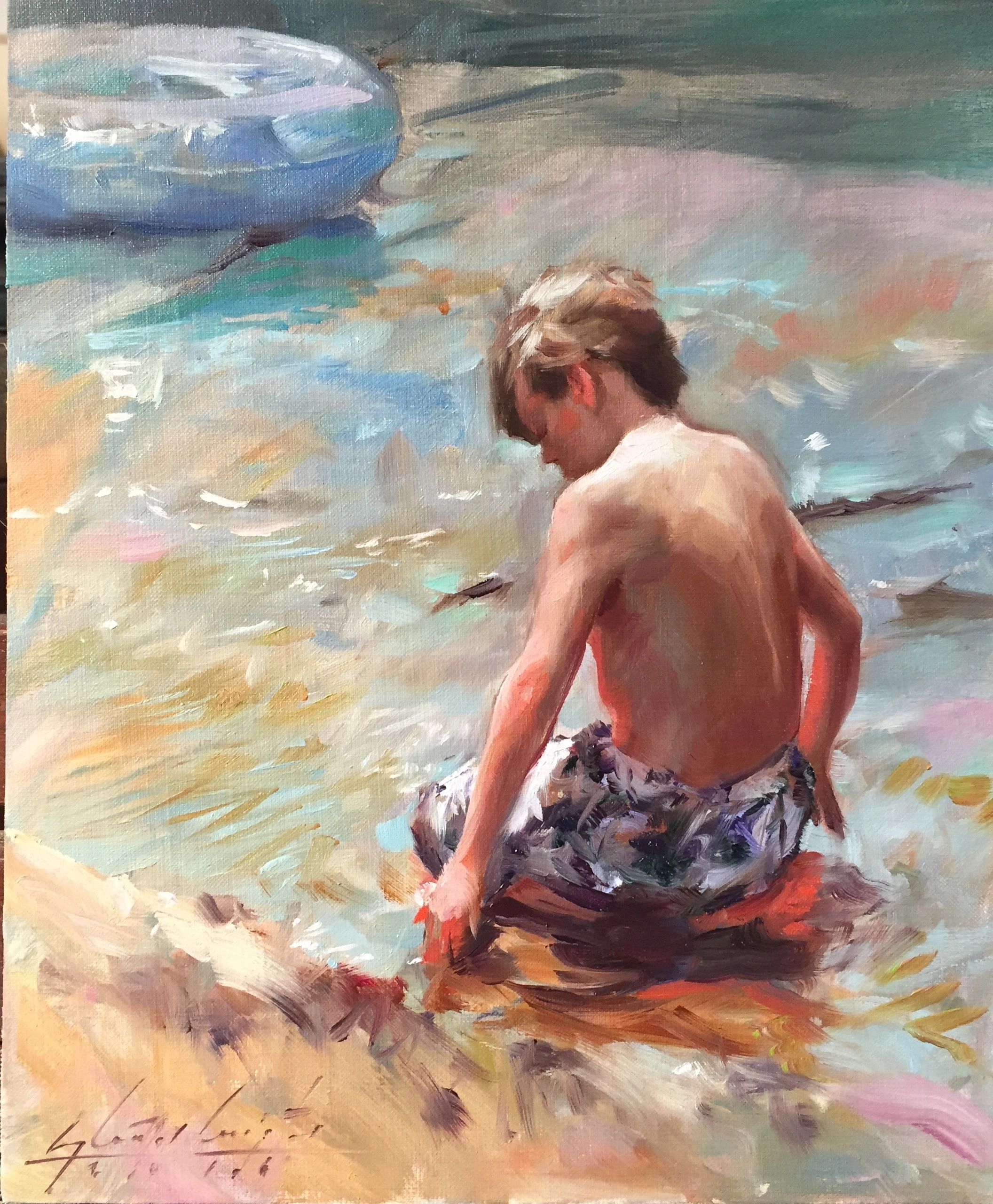 Boy at the beach by Glenn Harrington 