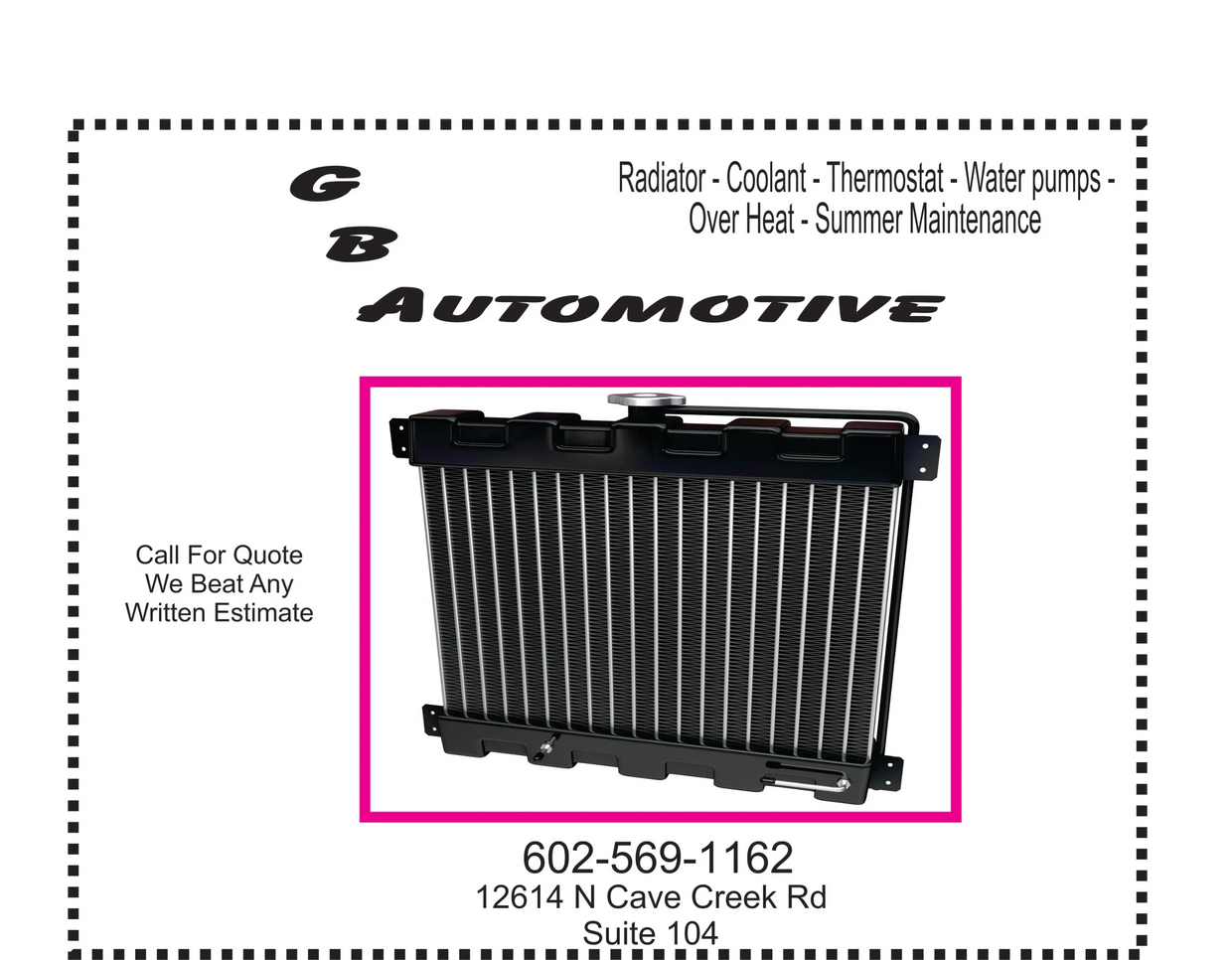 Coolant leaks Overheat Flush An Cooling System Maintenance. Belts Hoses Water Pump Thermostat Coolin