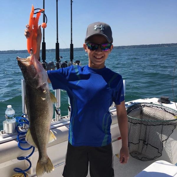 Kids love their first big catch on a Lake Erie fishing charter out of Ashtabula, OH.