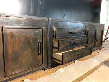 Custom metal kitchen cabinet fabrication