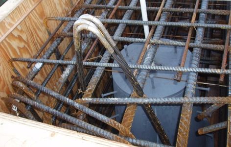 Female cone installation prior to concrete pouring for precasting