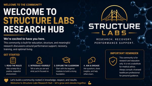Welcome to Structure Labs Research Hub, a community for research, recovery, and performance support.