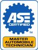 ASE Certified Master Automobile Technician logo with gear design.