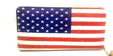 American flag hand wallet is perfect! 8 x 4 x 1 inches. $14.99 FREE shipping in USA.