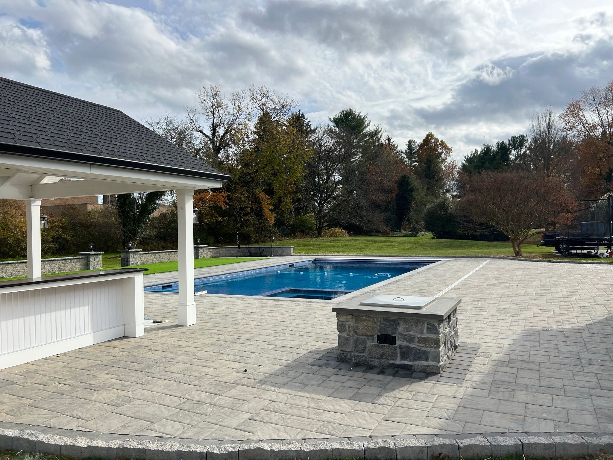 Pool with gas fire pit