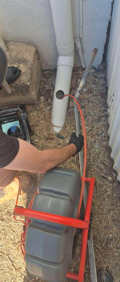 CCTV drain camera inspection being carried out on a drainage system