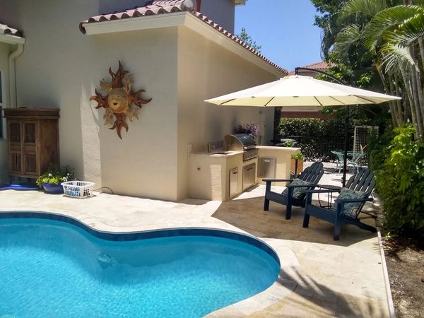 paol and outdoor kitchen