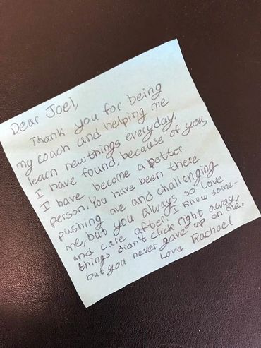 A sweet note from one of the students I taught through the years.