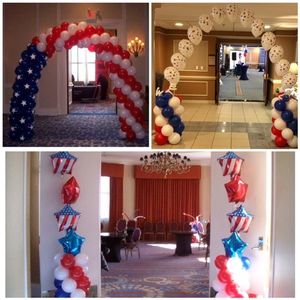 Flag theme arch, column arch and party columns