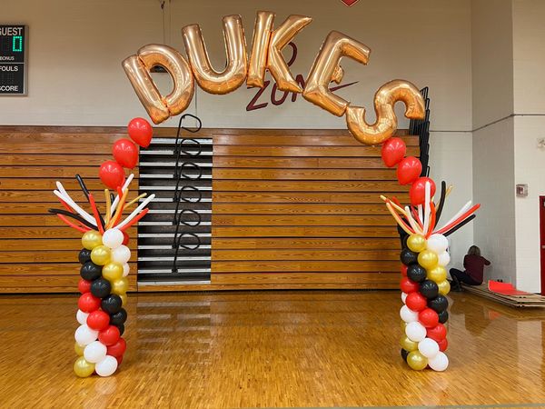 Custom column arch with fireworks