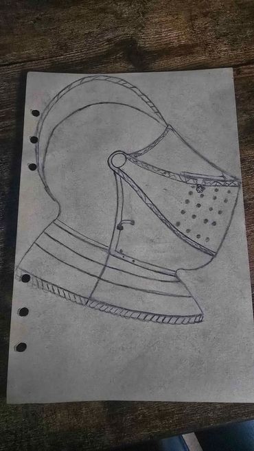 Drawing of a closed helm