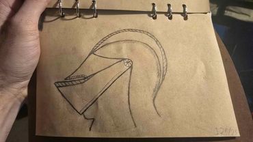 Drawing of a closed helm