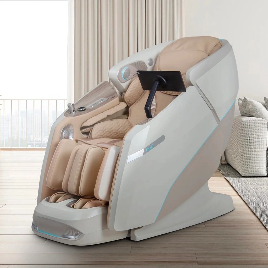 Modern massage chair in a cozy room.