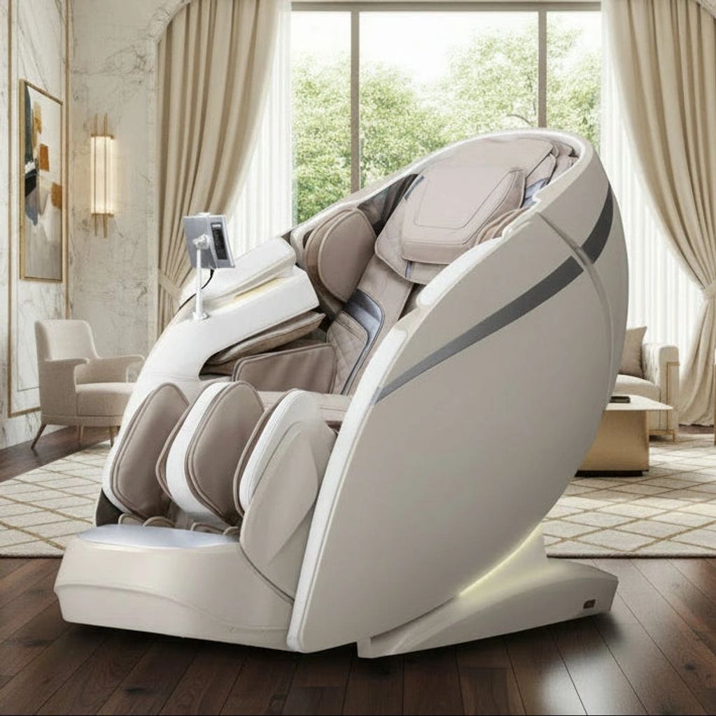 Modern luxury massage chair in living room.