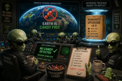 Aliens confirm Earth is candy free in a secret operation.
