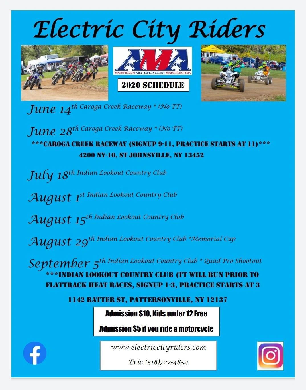 Electric City Riders 2020 flat track racing schedule