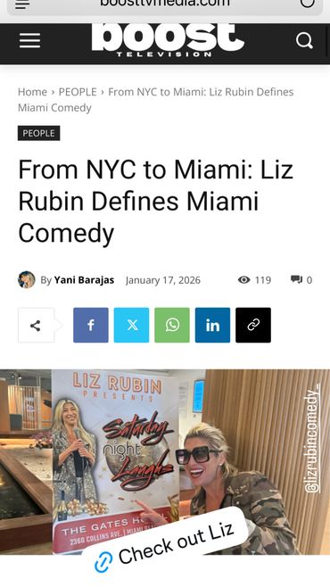 Liz Rubin promotes Miami comedy event Saturday Night Laughs.