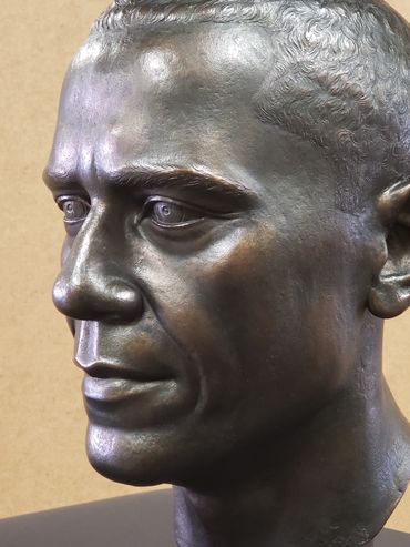 Detail of President Barak Obama's sculptural portrait by George Tkabladze