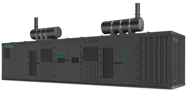 Large industrial optiprime power generator unit with dual exhausts.