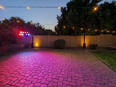 Backyard home weddings with lights
