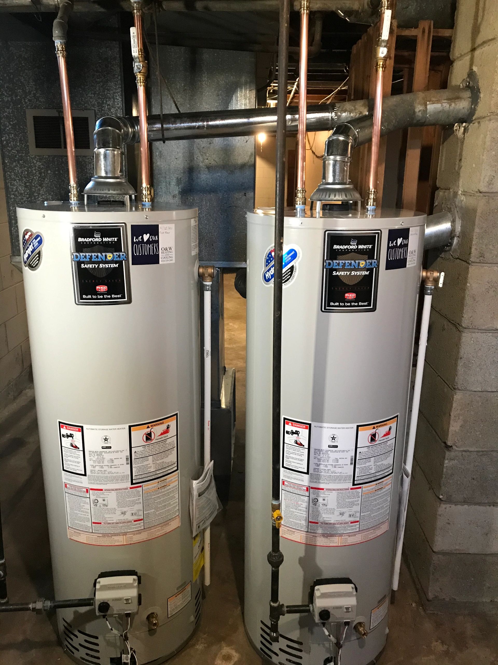 Bradford White 40 gallon chimney vent gas hot water heater installation price in Milwaukee.