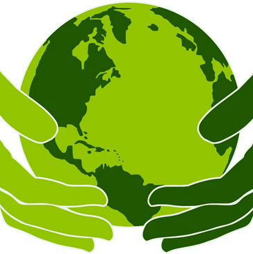Two hands holding picture of world.