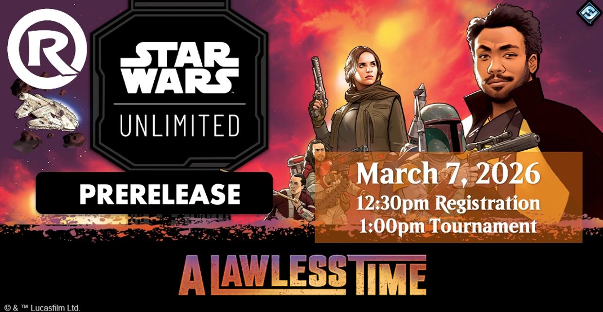 Star Wars Unlimited prerelease tournament on March 7, 2026, featuring iconic characters.