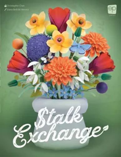 Colorful flower bouquet with 'Stalk Exchange' text.