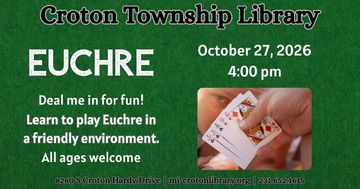 green felt background hand holding cards. event information