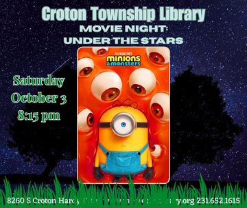 movie poster and event details on nighttime background