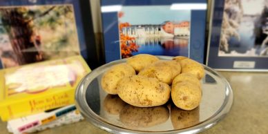 Potatoes on a silver platter