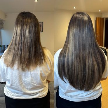 Straight Hair Extensions Before and After Transformation