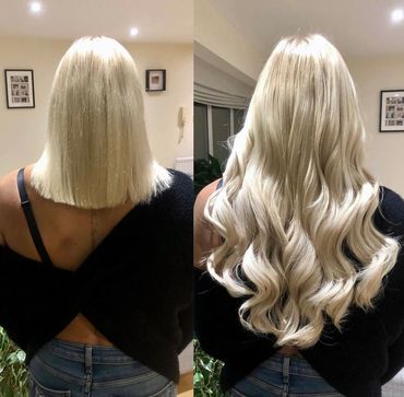 Curly Hair Extensions Before and After Transformation
