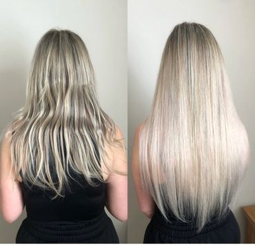 Blonde Tape In Hair Extensions Before and After