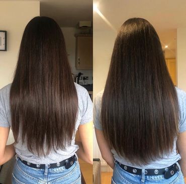 Hair Extensions thickness before and after