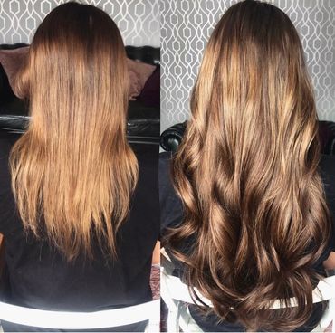 Balayage Hair Extensions Before and After