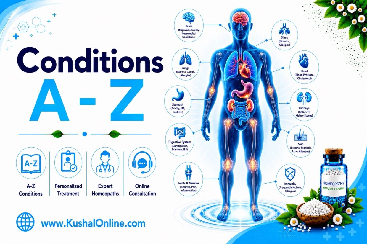 A-Z Conditions treated at Kushal Online and Kushal Homeo Care