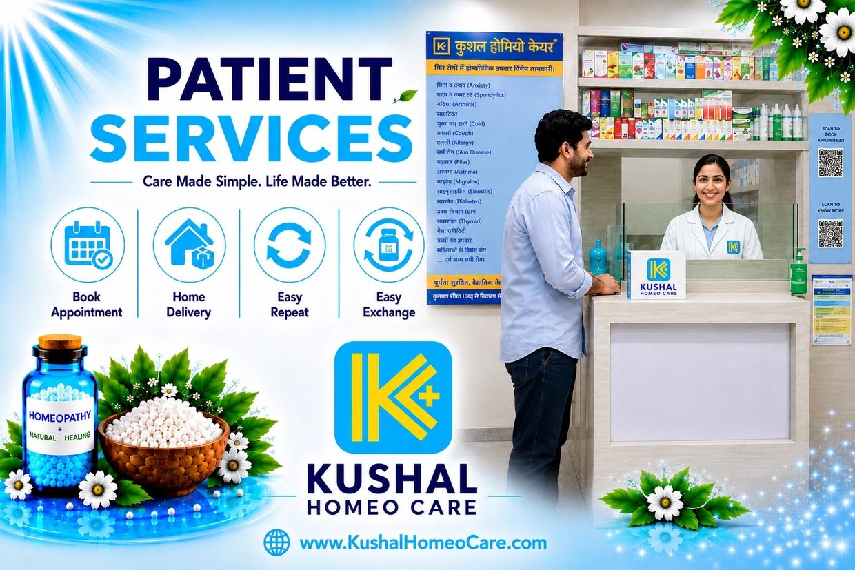 Patient Services like Book Appointment, Home Delivery etc at Kushal Homeo Care, Shahjahanpur, UP