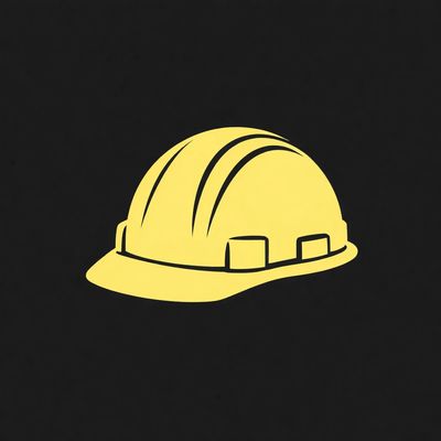 Yellow construction helmet icon on a black background.