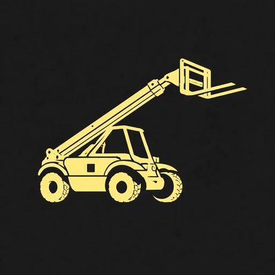 Yellow Telehandler graphic on black background.