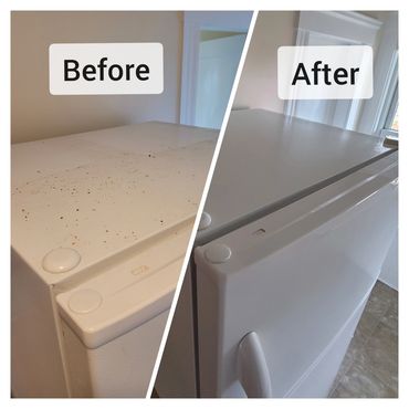 A fridge before and after we cleaned it.