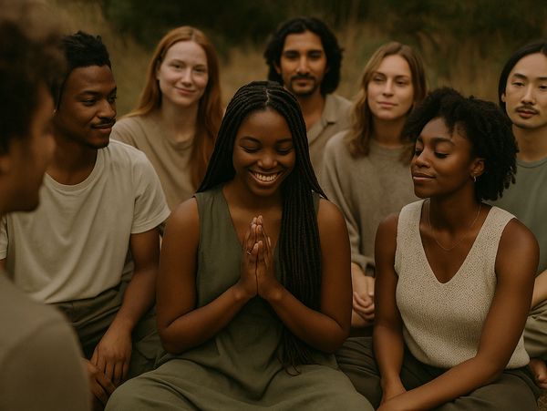 People gathered sitting in community with one another