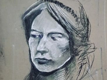 Charcoal and white chalk sketch of a contemplative woman’s face in profile.
